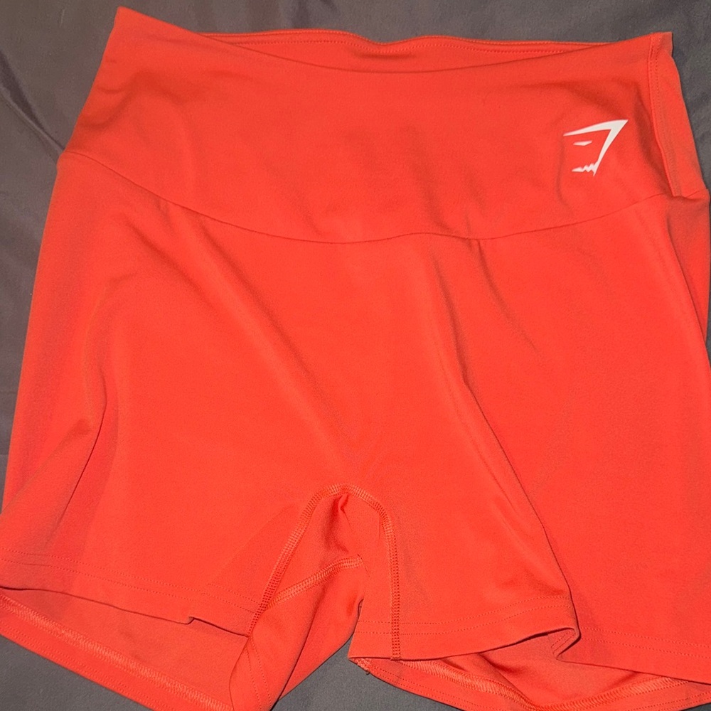 Gymshark Women's High-Waist Coral-Orange Bike Shorts